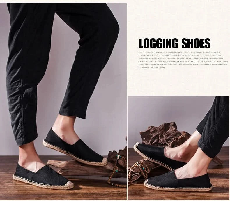 Women Sewing Flax Shoes Slip on Loafers Casual Shoes Man Espadrilles Hemp Canvas Flat Shoes Plus Size Fisherman Driving Footwear - M & M Global