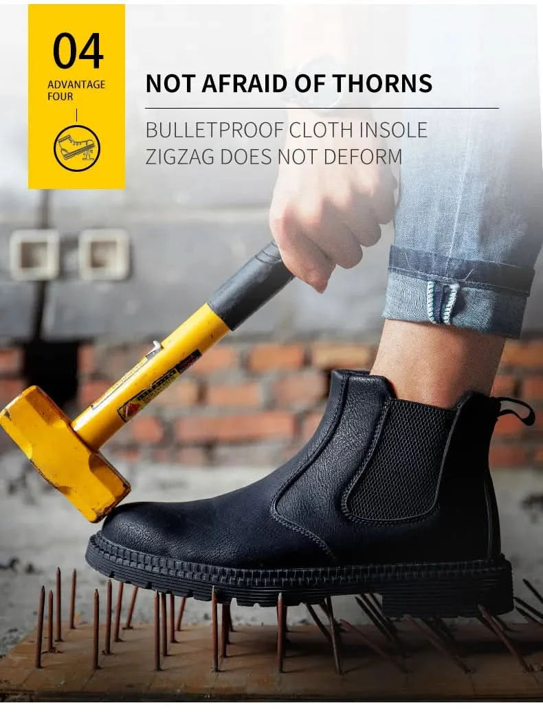 Industrial-Grade Steel Toe Boots Metatarsal Guard Triple Protection Men Work Boots Waterproof Construction Work Shoes Anti-smash