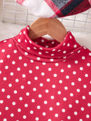 Girls’ 3-Piece Red Top, Plaid Skirt & Hat Set