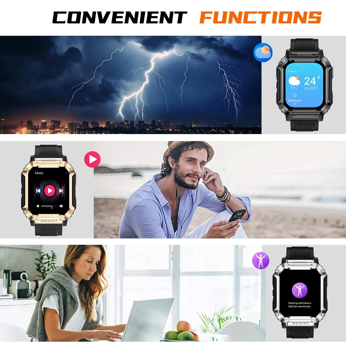 Smart watch with full touch screen, call, message reminder and other functions, compatible with iPhone/Android phones