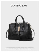 Aidrani Genuine leather women's handbag, fashion crocodile pattern design, high-end luxury cowhide bag large capacity - M & M Global
