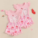 Cute Matching Baby Toddler Brother Outfit Bow Fly Sleeve Tops Elastic Waist Ruffle Shorts 2 Piece Summer Set for Siblings - M & M Global