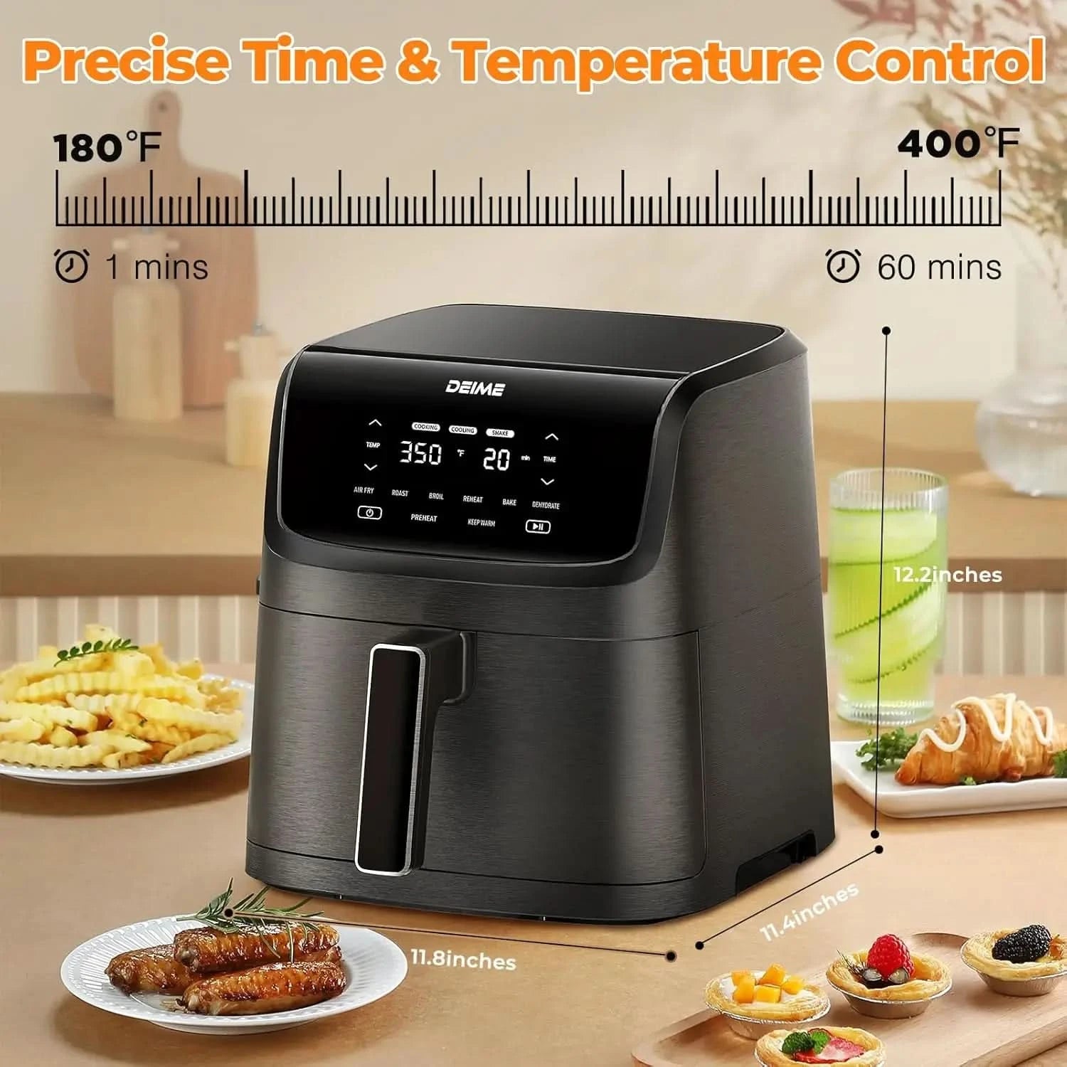 Air Fryer 7.2 QT 1700W Oilless Oven Healthy Cooker Air Fryers Large Capacity with 12 Presets, Visible Cooking Window, LCD Touch - M & M Global