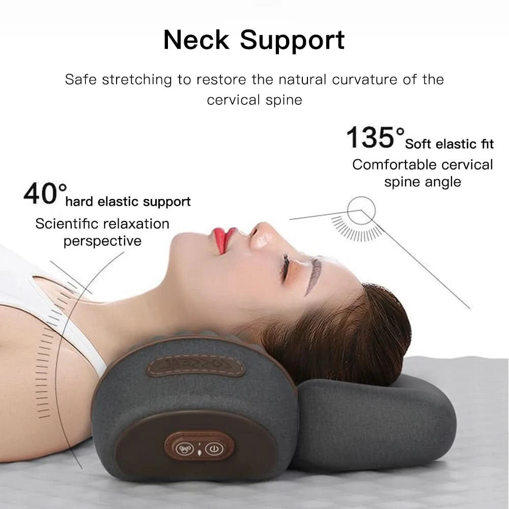 Electric Neck Massager Pillow Cervical Stretcher Heating Vibration Massage Back Traction Orthopedic Sleeping Pillows Support - M & M Global