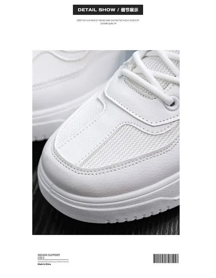 Versatile white shoes men's new 2025 summer casual breathable mesh board shoes fashionable sports height increasing men's shoes - M & M Global