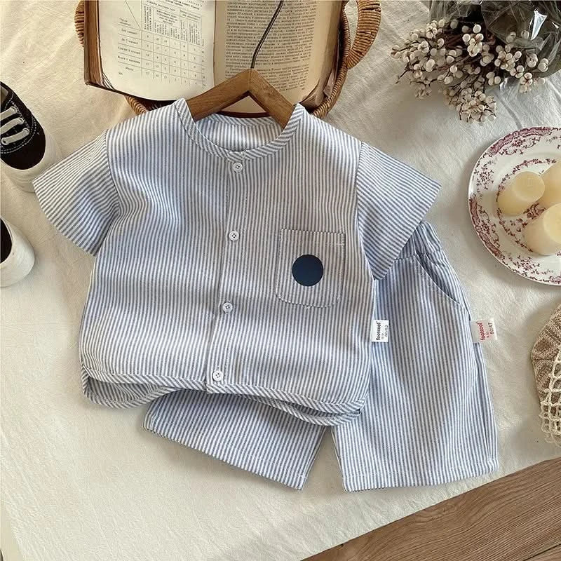 New Children Summer Boy Girls Clothes Japanese Style Strips T Shirt Shorts 2pcs/Sets Fashion Garment Kids Tracksuits 0-5 Years - M & M Global