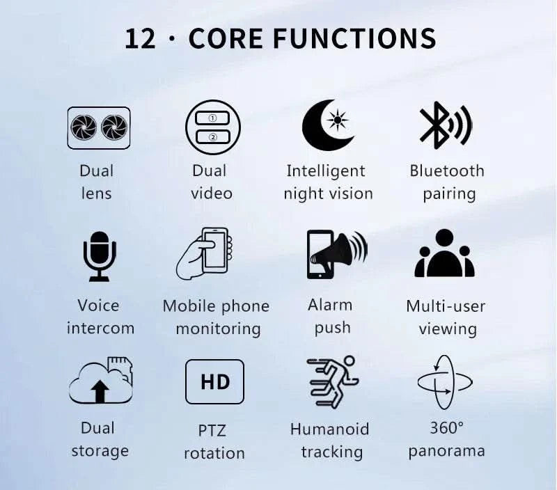 6MP WiFi Camera PTZ Dual Screens Auto Tracking Night Vision CCTV Surveillance Camera Outdoor 4MP Security IP Camera icsee - M & M Global