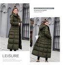 Korean Style Thickened Winter Cotton Jacket Women's Long Coat with Fur Collar Slim Fit Hooded Ladies' Cotton Padded Coat