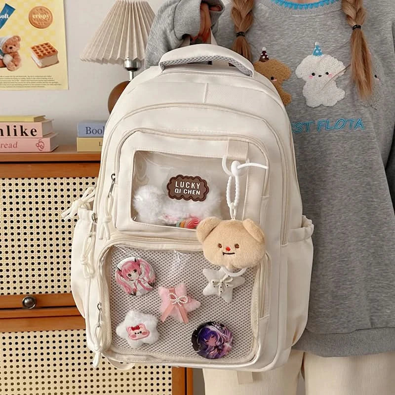 Japanese Style Kawaii Backpack Girls Transparent Ita Bag Women Large Capacity Backpack Fashion School Bag for College Student JK - M & M Global
