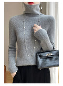 Autumn And Winter Knitted Pullover High-Neck Sweater, High-Elasticity, Fashionable And Comfortable Long-Sleeved Women's TopRY128