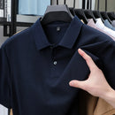 100% pure cotton boutique short sleeved high-end men's polo shirt summer high-quality solid color topsbusiness casual T-shirt