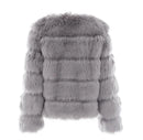 DEAT Fashion Orange Imitation Fox Fur Grass Coat Women's Round Neck Plush Thick Jacket Winter New 7A1578