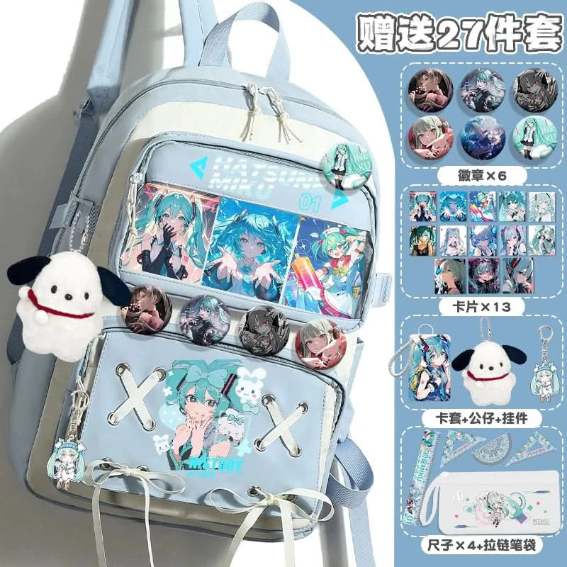 Miku Future School Backpack for Girls 2025 New Fashion Print Youth Pain Bag Large Capacity Backpack for School - M & M Global