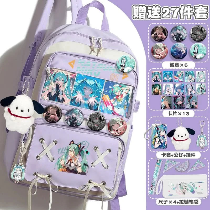 Miku Future School Backpack for Girls 2025 New Fashion Print Youth Pain Bag Large Capacity Backpack for School - M & M Global