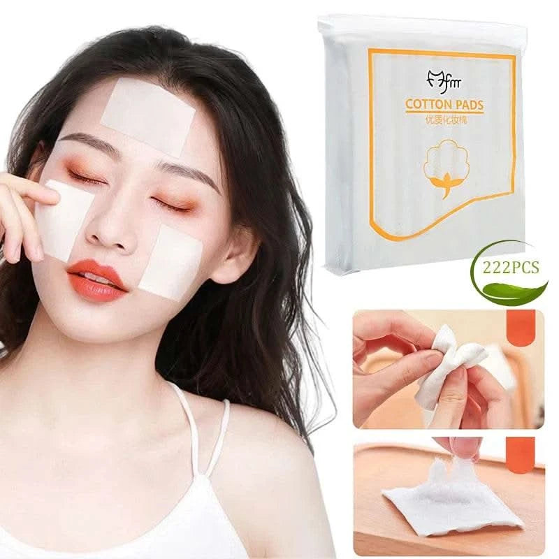 222pcs Double-sided White Rectangle Facial Cotton Pads for Make Up Comfortable Skin Cosmetic Makeup Tools - M & M Global