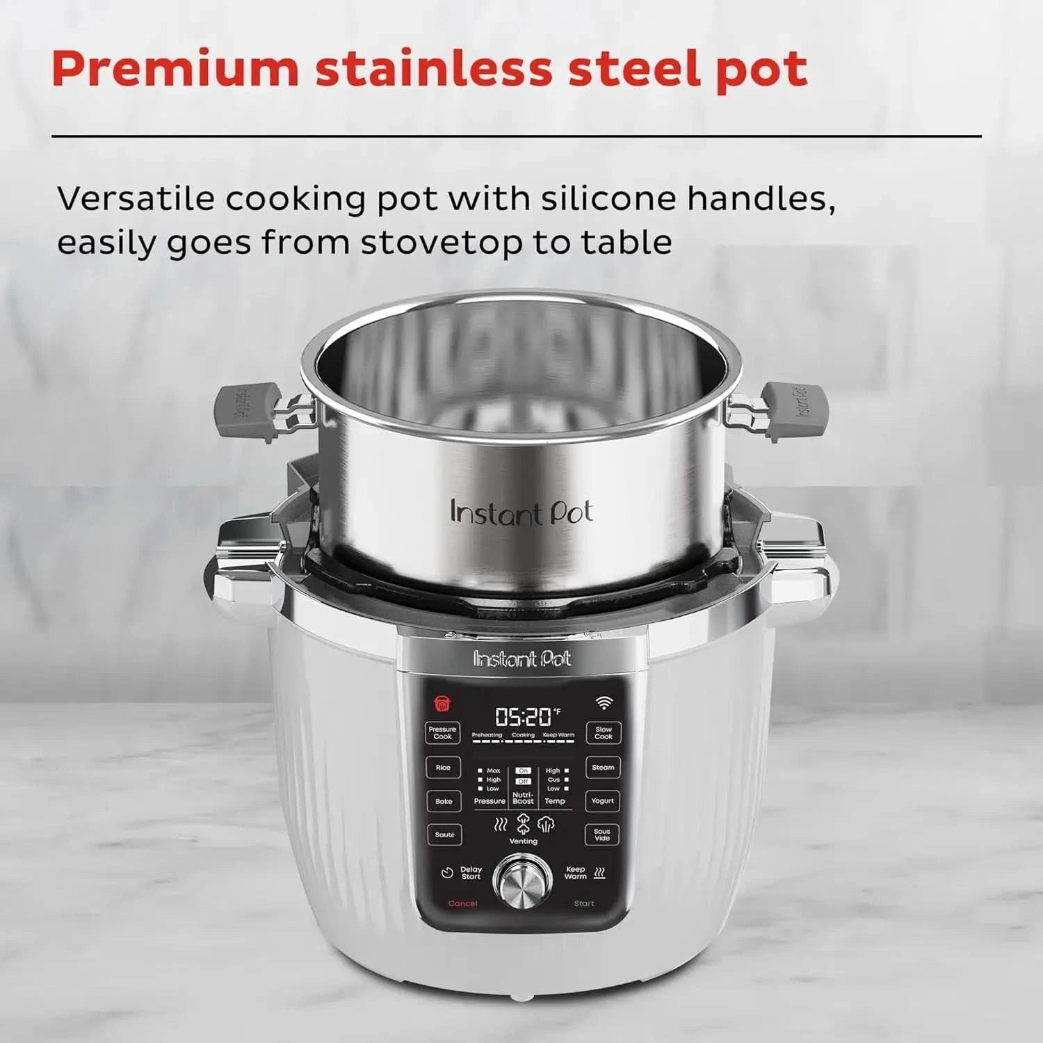 PRO Max Wi-Fi Smart 10-in-1 Pressure Cooker, Steamer, Saute, Warmer, Rice Cooker, Yogurt Maker, Sous Vide, Baker, NutriBoost - I - M & M Global