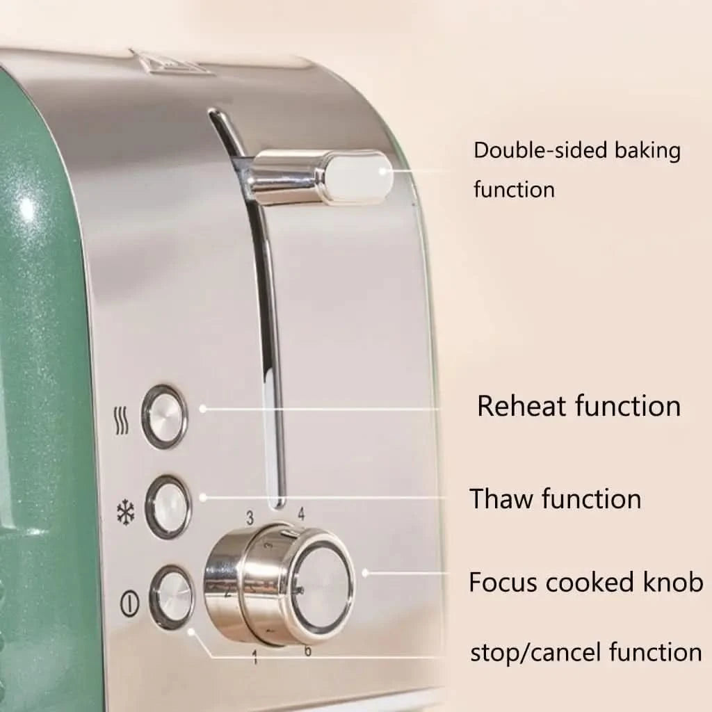 Toaster Ovens 2 Slices Toaster, Home Small Breakfast Maker, Sandwich Maker Toaster, 3 Modes, 6-speed Toasting, Double-sided Toas - M & M Global