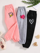 Children's clothing, girls' autumn casual knitted sports pants, 3 pairs of pants set