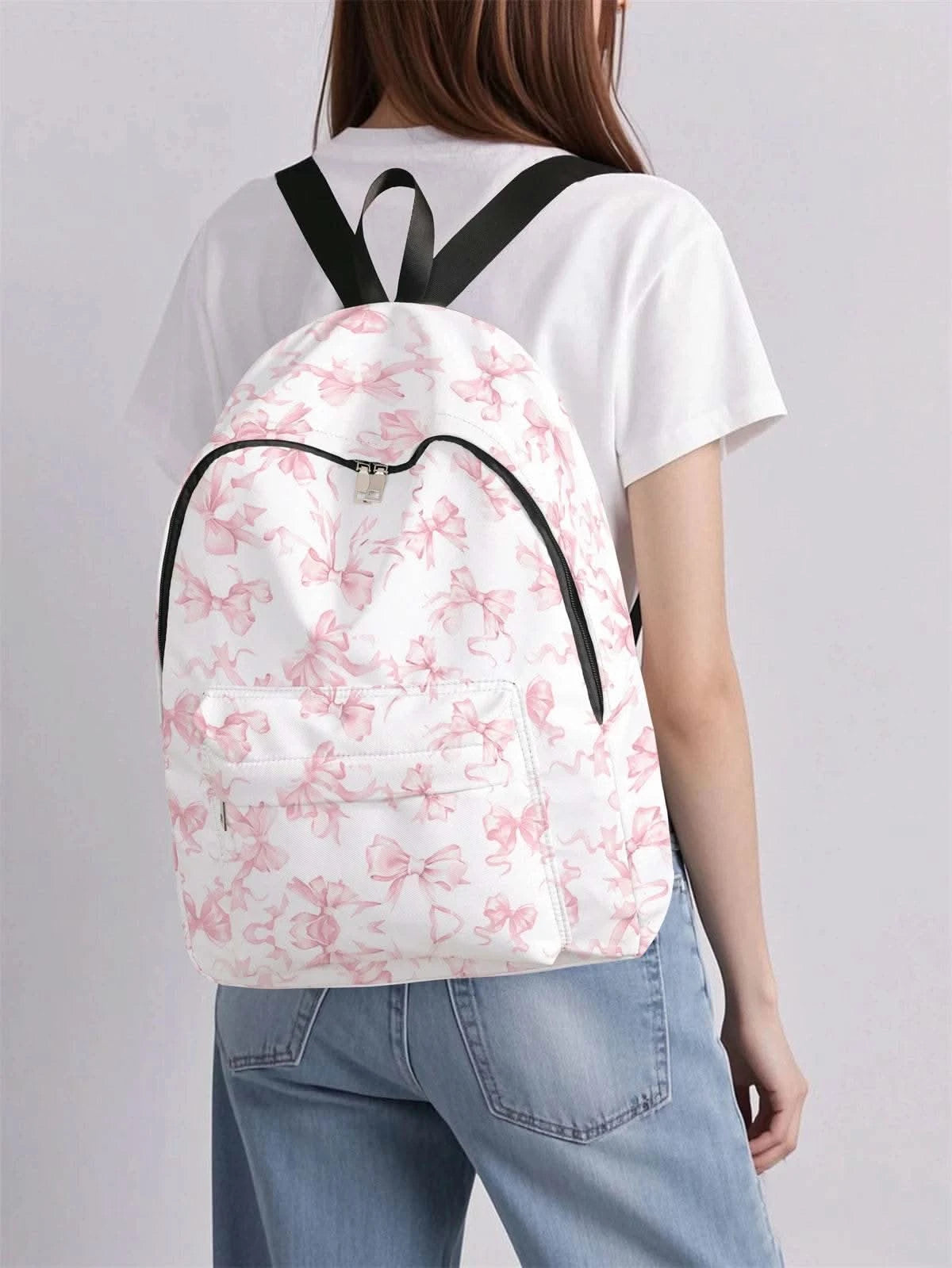 Bow pattern backpack, 2025 new model, casual travel backpack, lightweight and simple casual travel backpack - M & M Global
