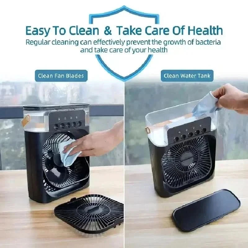 New 3 In 1 Fan AIr Conditioner Household Small Air Cooler LED Night Light Portable Humidifier Air Adjustment Fan Office Home Fan - M & M Global