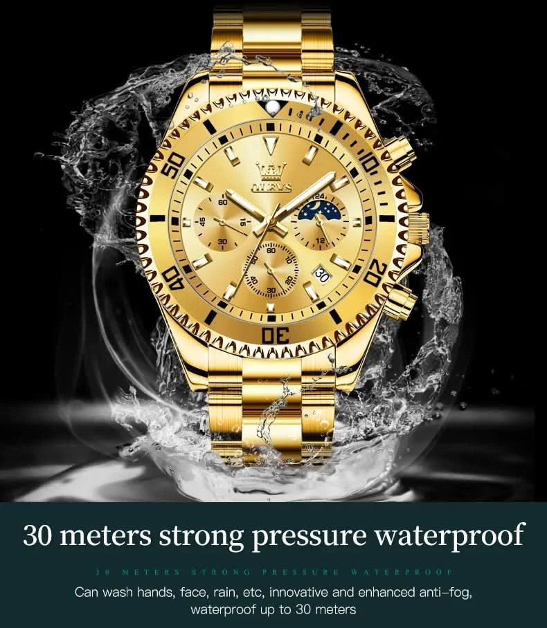 OLEVS Watches For Men Classic with Date Dress Luxury Big Face Waterproof Luminous Men's Wrist Watch Stainless Steel Men Watch - M & M Global