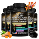 Shilajit Resin Himalaya Capsules - 15250 mg - Combination of Ashwagandha, Ginseng, Cordyceps, Ginkgo, Turmeric - M & M Global