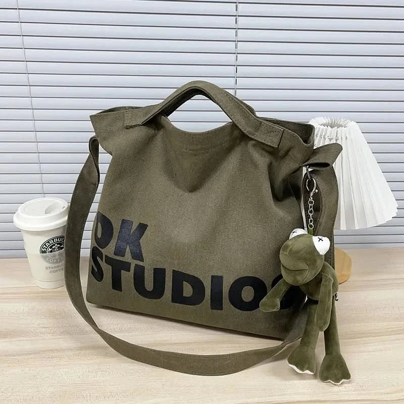 Vintage Canvas Messenger Bag, Retro Large Capacity Shoulder Bag, Women's Casual Handbag & Tote Hobo Purse - M & M Global