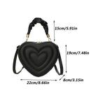 Luxury Quilted Handle Women PU Leather Shoulder Bag Fashion Heart Solid Color Crossbody Bag - M & M Global