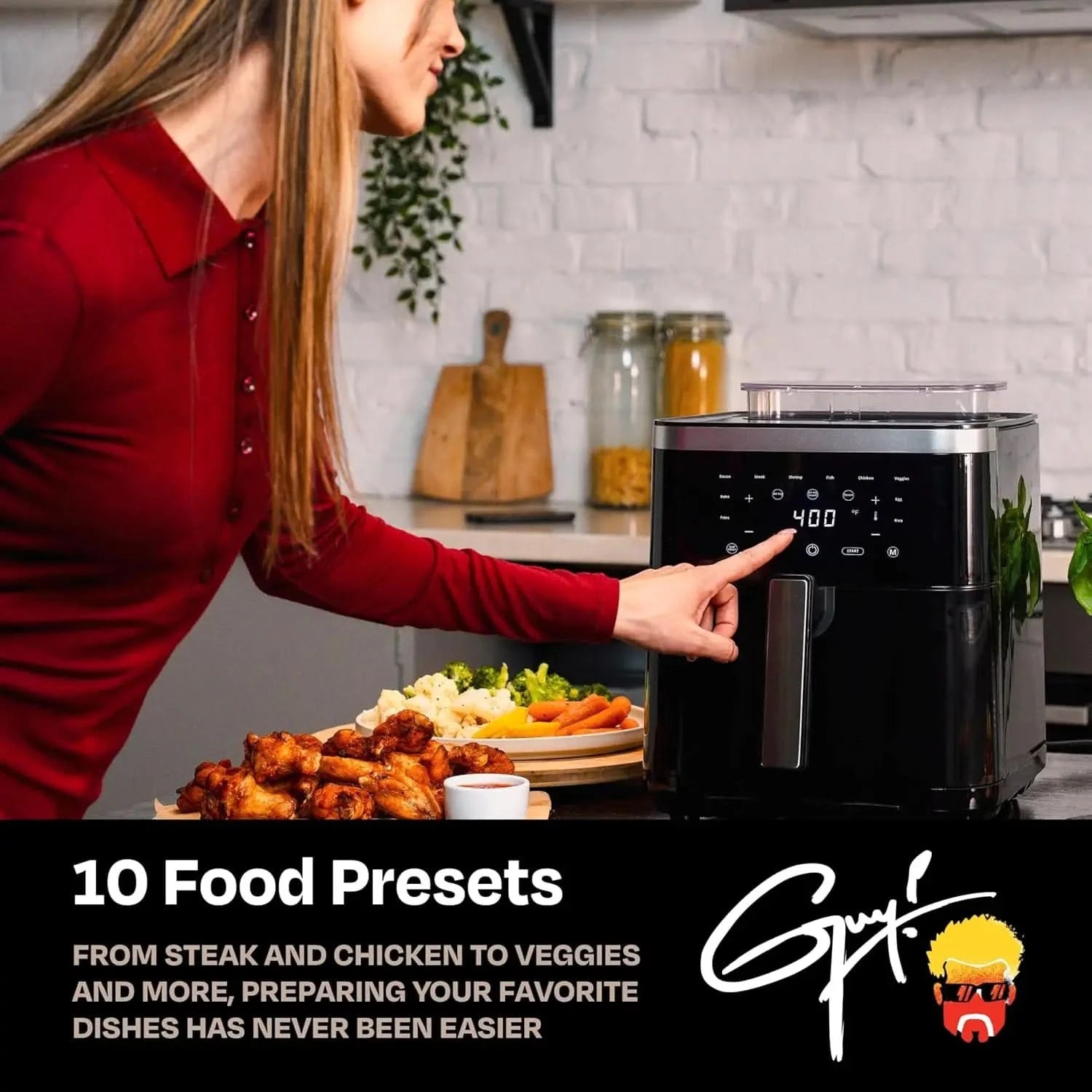 6.5 Quart Steam Air Fryer with Moisture Lock Technology – Programmable Steamer and Air Fryer Combination, Temperature Control, 1 - M & M Global