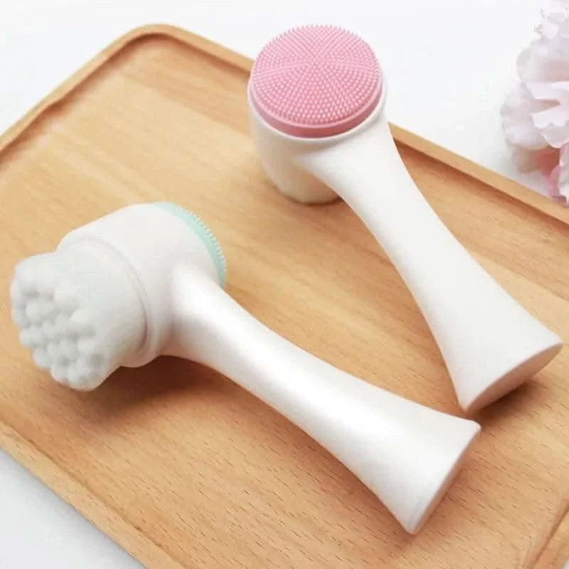 3D Bilateral Silicone Facial Cleanser Manual Massage Facial Brush Soft Bristles Silicone Double-Sided Face Brush Cleaning Tools - M & M Global