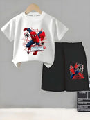 Anime Spiderman Boys T Shirt Shorts 2pcs Sets Breathable Waffle Fabric Kids Sport Clothing Set Children Casual Outfits - M & M Global