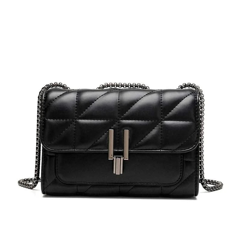 Classic Quilted Detail Square Bag, Solid Color Flap Shoulder Bag, All-Match Chain Bag - M & M Global