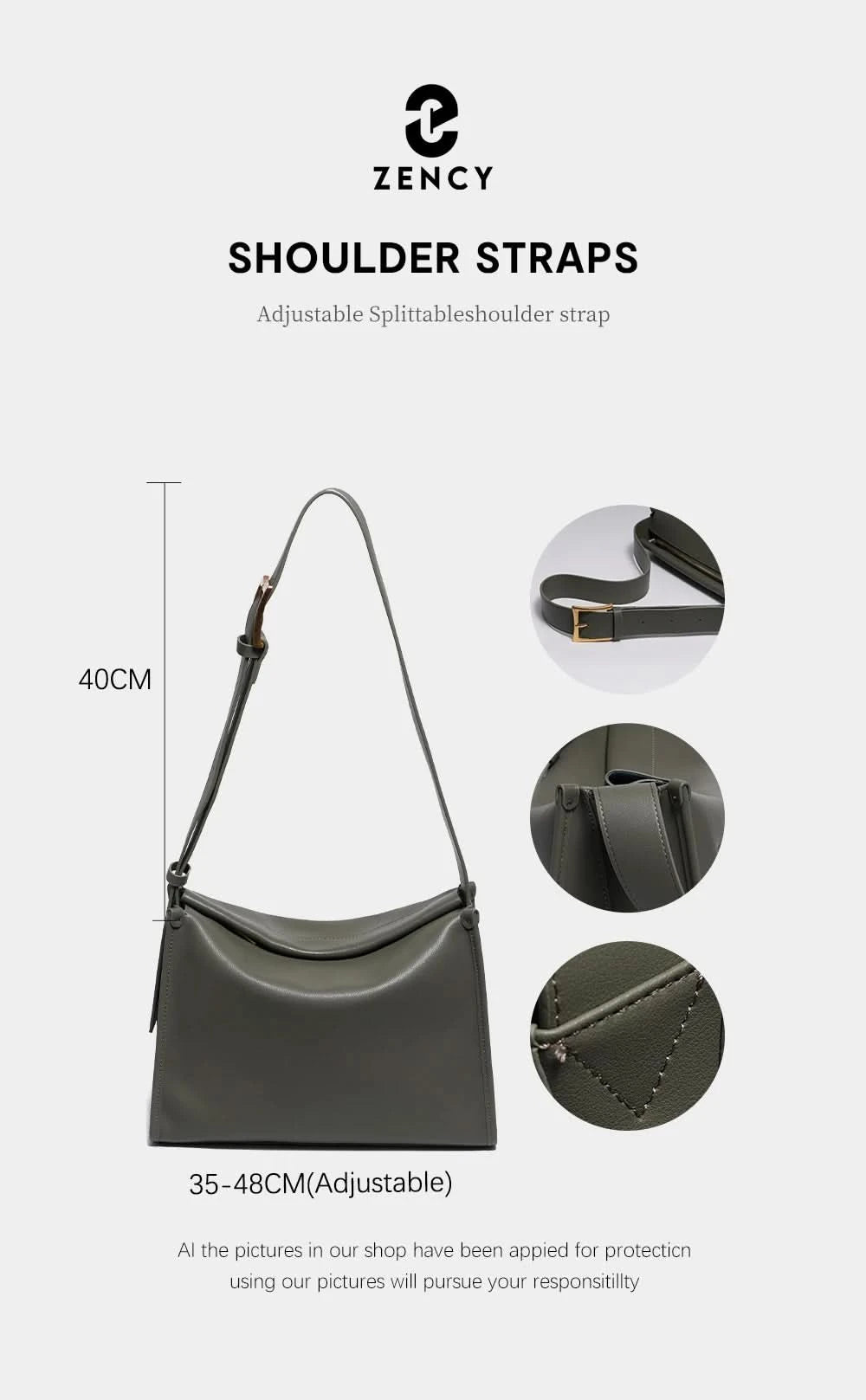Zency Women's Messenger Bag Soft Genuine Leather Crossbody Bag Satchel Large Capacity Pockets Designer Dark Green Handbag - M & M Global