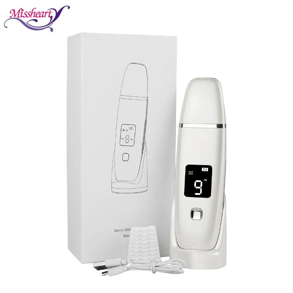 Ultrasonic Skin Scrubber Facial Spatula Blackhead Remover Deep Face Cleaning Lift Machine Peeling Shovel Pore Cleaner - M & M Global