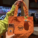 Trader Joe's 2-Pack Reusable Tote Bags - Orange & Purple Canvas Shopping Bags, Durable Grocery Tote for Farmers Market