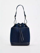 2024 Autumn/Winter new denim hand bill shoulder bag Fashion canvas bucket bag - M & M Global