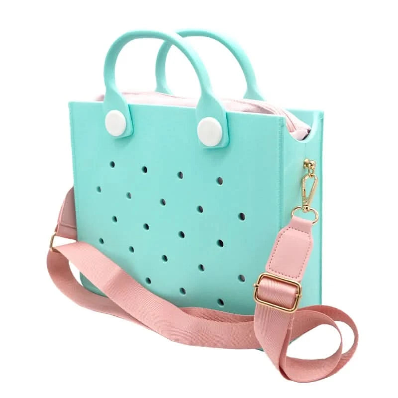 The orange guy Purple Women Fashion New EVA Punched Handbag Casual Waterproof Travel Tote Bag Fit Charms Outdoor Beach Bags - M & M Global