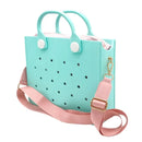 The orange guy Purple Women Fashion New EVA Punched Handbag Casual Waterproof Travel Tote Bag Fit Charms Outdoor Beach Bags - M & M Global