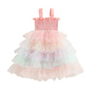 Lioraitiin Baby Kids Girl s Slip Dress  Casual Sleeveless Contrast Color Layered Summer A-line Dress Tulle Princess Dress - M & M Global