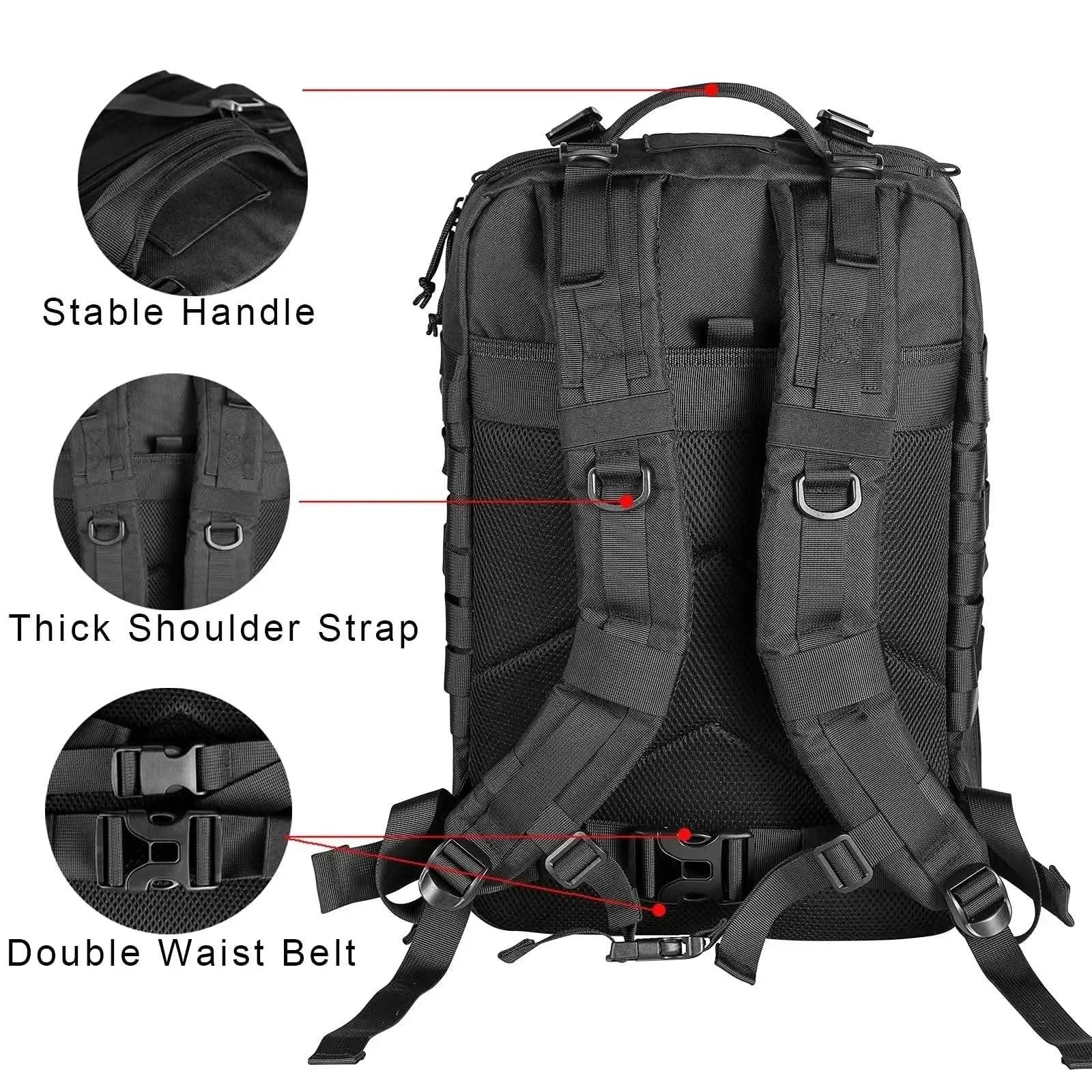 45L Man Tactical Backpacks HkingTraveling Bags Survival Outdoor 3P Assault Pack EDC Molle Pack For Trekking Hunting Bag - M & M Global