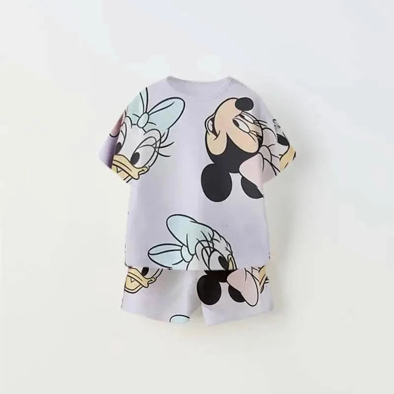Cartoon Suits New Short Sleeve Outfits New Trendy Casual Costume For Boys Child 2025 Summer Wear Cute Round Neck TShirt+Shorts - M & M Global