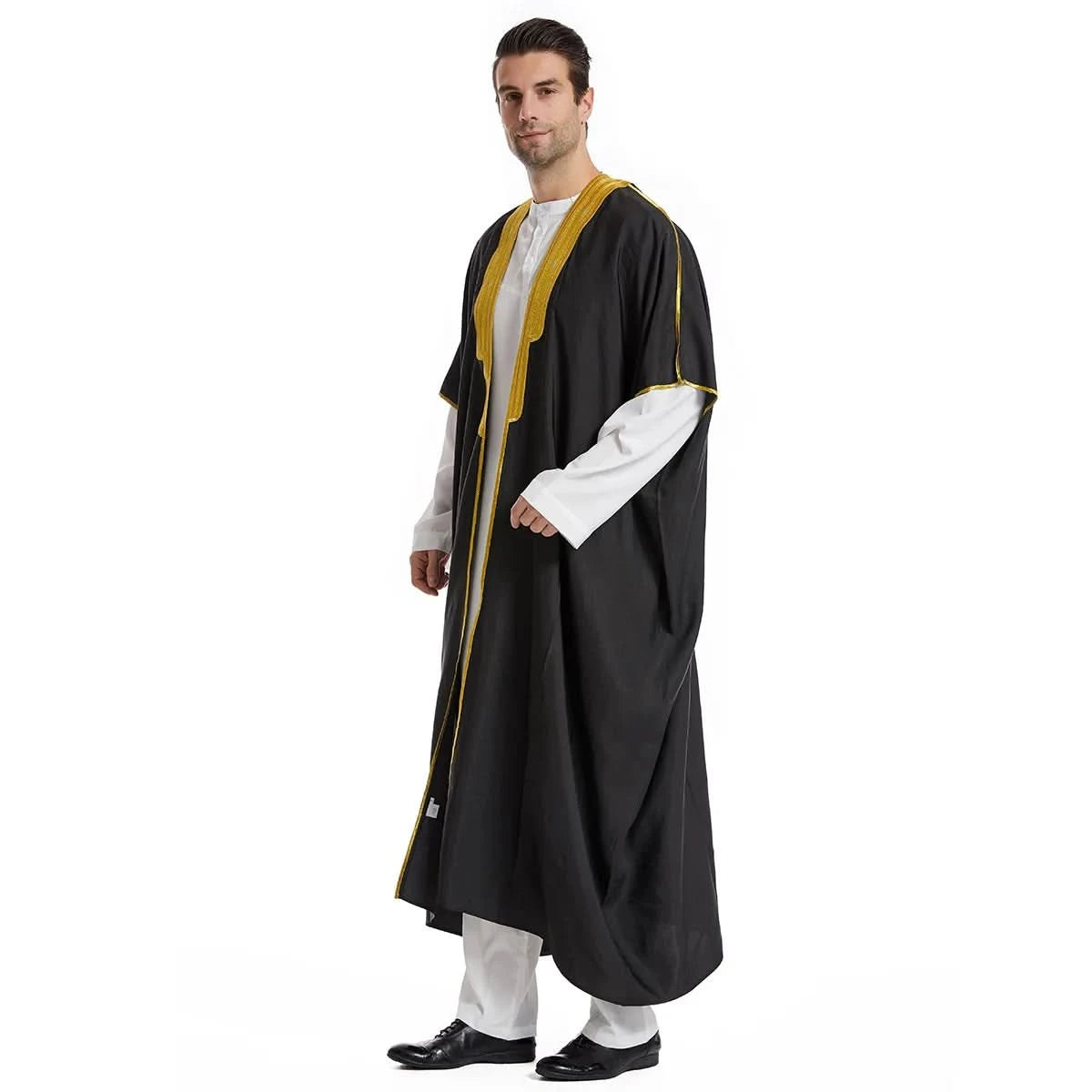 Muslim Arab Men Thobe Thawb Caftan Eid Jubba Thobe Mens Cardigan Abaya Long Dress Ramadan Robe Saudi Arab Musulman Caftan Dubai - M & M Global