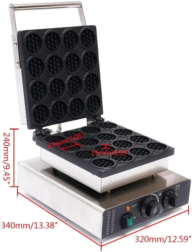 Commercial Belgian Waffle Maker 16 Pcs Round Belgian Waffle Maker 1750W Professional Non-stick Stainless Steel Waffle Iron with - M & M Global