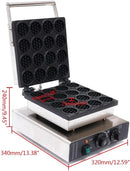 Commercial Belgian Waffle Maker 16 Pcs Round Belgian Waffle Maker 1750W Professional Non-stick Stainless Steel Waffle Iron with - M & M Global