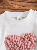 Girls’ 2-Piece Heart Print Top & Pink Bow Skirt Set
