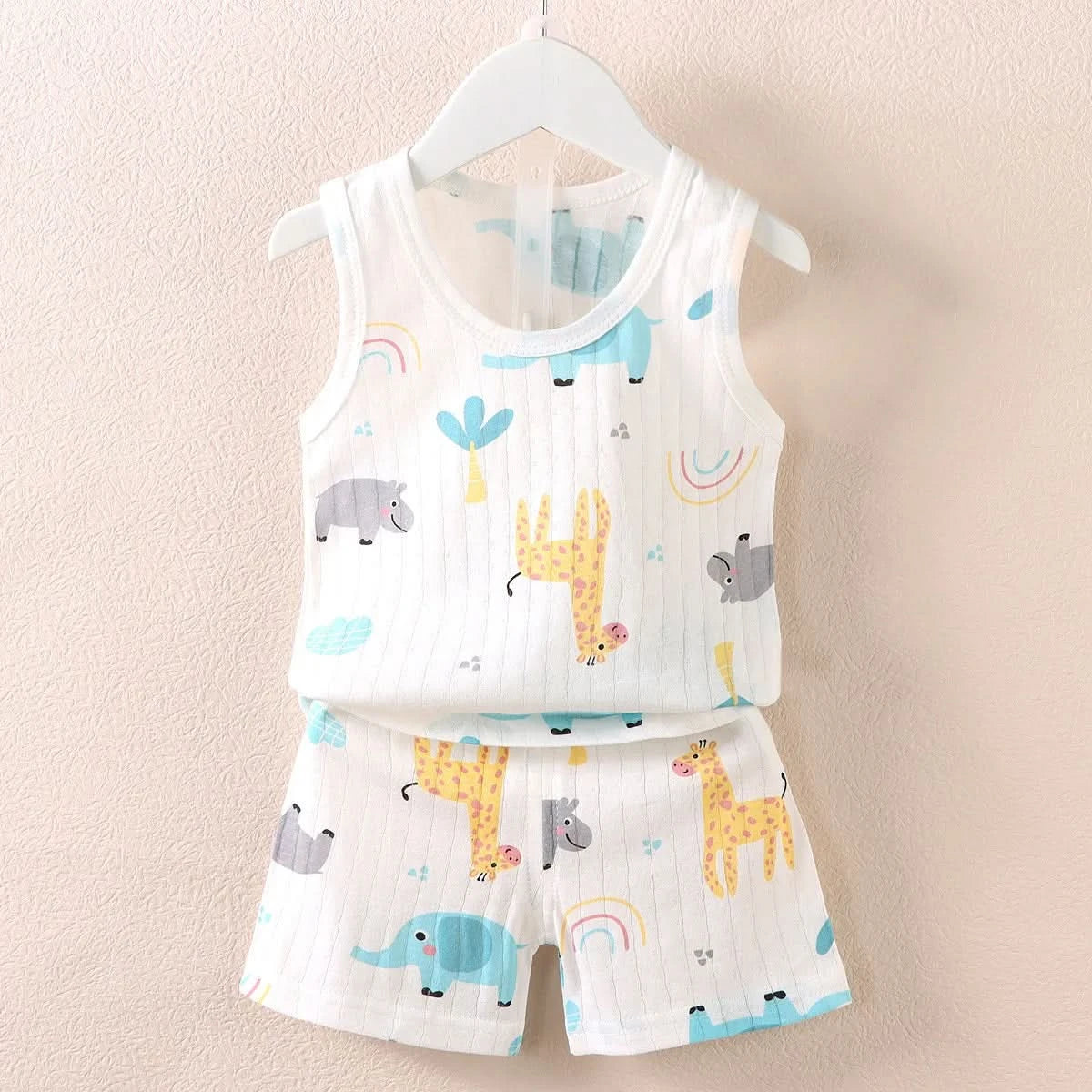 Children's Clothing Print Sleeveless Tops Shorts Cute Breathable Kids Summer Vest Shorts Set Tank Top for Baby Clothing Children - M & M Global