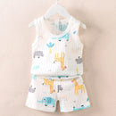 Children's Clothing Print Sleeveless Tops Shorts Cute Breathable Kids Summer Vest Shorts Set Tank Top for Baby Clothing Children - M & M Global