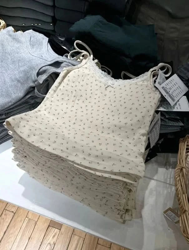Y2K Sweet Girl Knitted Cotton Lace Sleeveless Top 2024 New Summer Fashion Ladies Slim Camis Vest Hot Chic Women Casual Tops - M & M Global