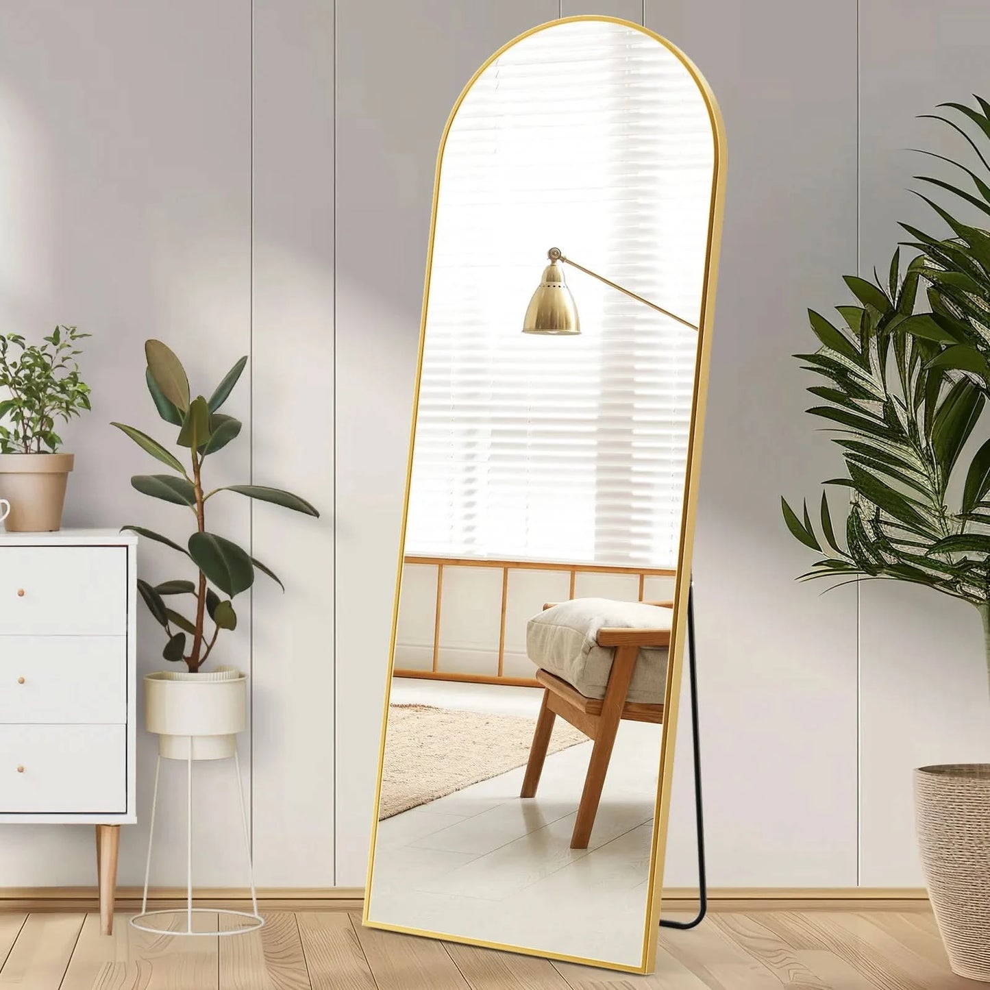 JHK Full Body Wall Mirror 59"x16" Standing Hanging or Wall-Mounted Mirrors with Stand Aluminum Alloy Frame For Bathroom Bedroom