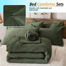 solid striped check Comforter set, soft microfiber, lightweight and breathable, easy to care for - bedding set for all seasons